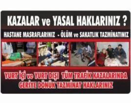 hizmet TRAFİK KAZASI TAZMİNATI