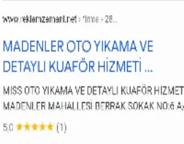 ürün Madenler oto yıkama SEO çalışması