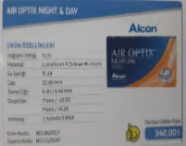 ürün Airoptix nigh&day  gece gündüz 1 ay gözde kalabilme özelliği.
